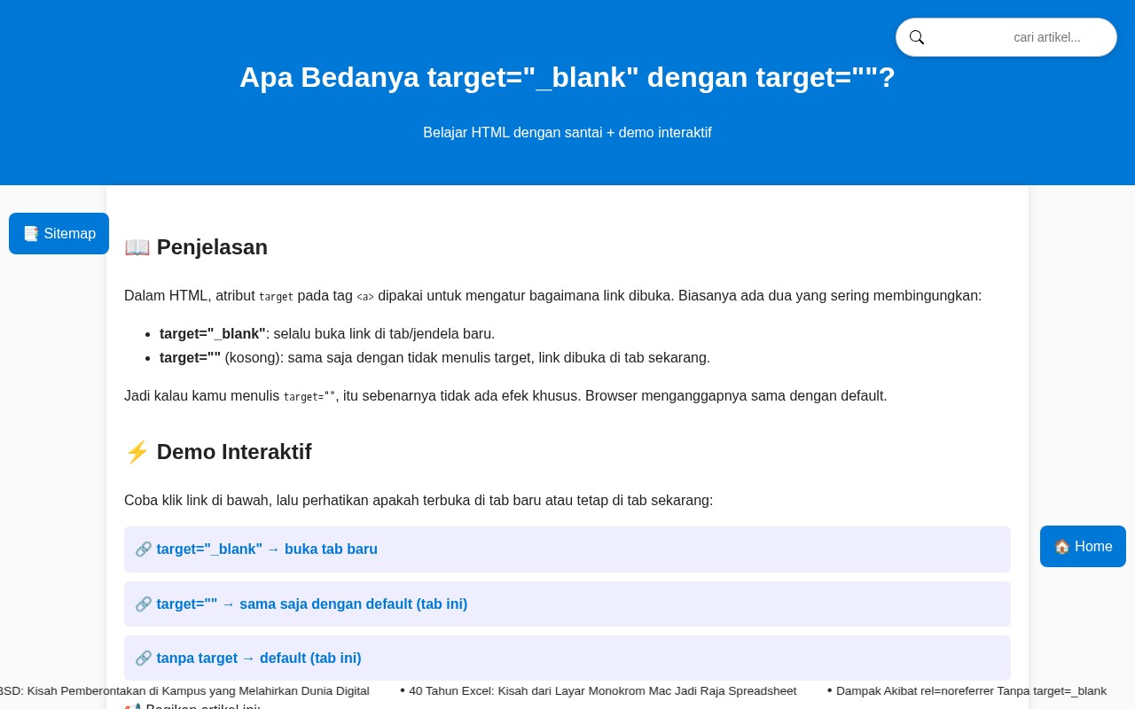 Gambar Sampul untuk Apa Bedanya target=_blank dengan target=' '?